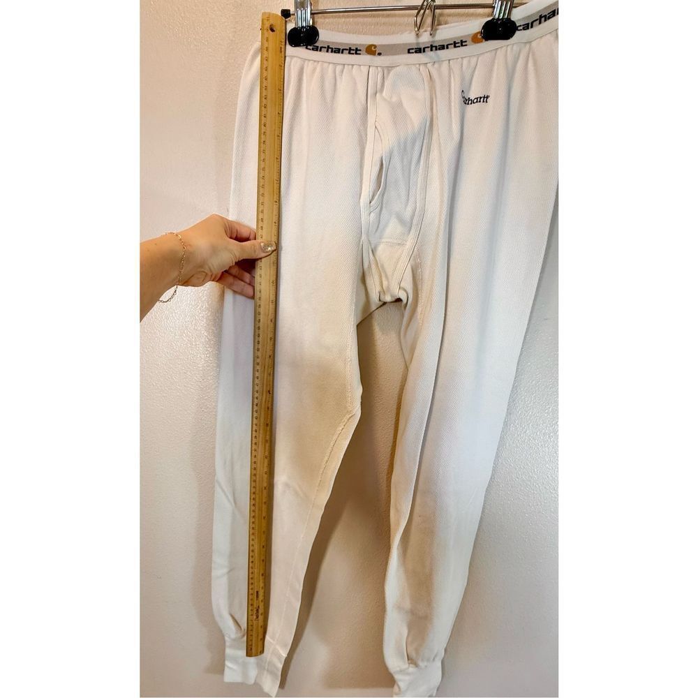 Carhartt Tall Spell Out Waffle Knit Base Layer Cream Thermal Long Johns Large - Picture 5 of 10